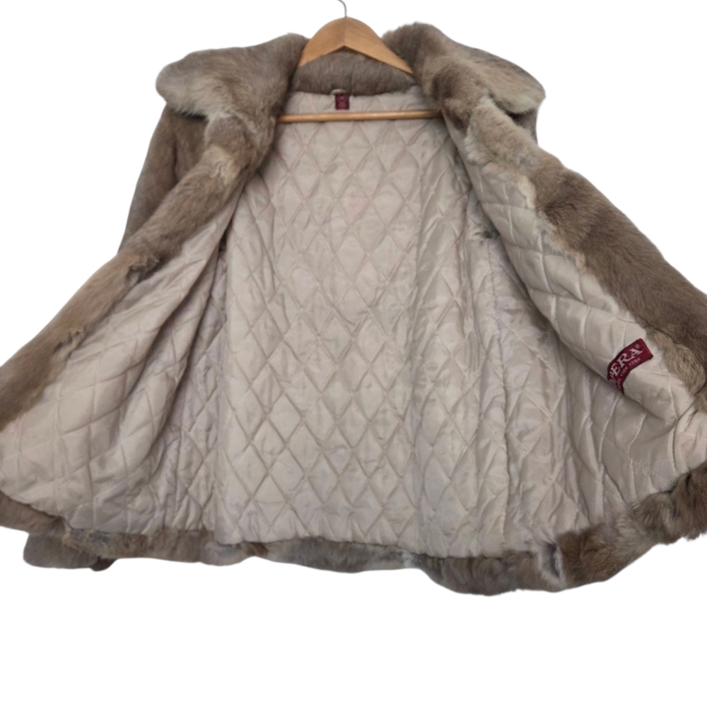 Vintage Opera Genuine Fur Coat – Taupe/Brown Quilted Satin Lining Size Medium - Picture 2 of 16